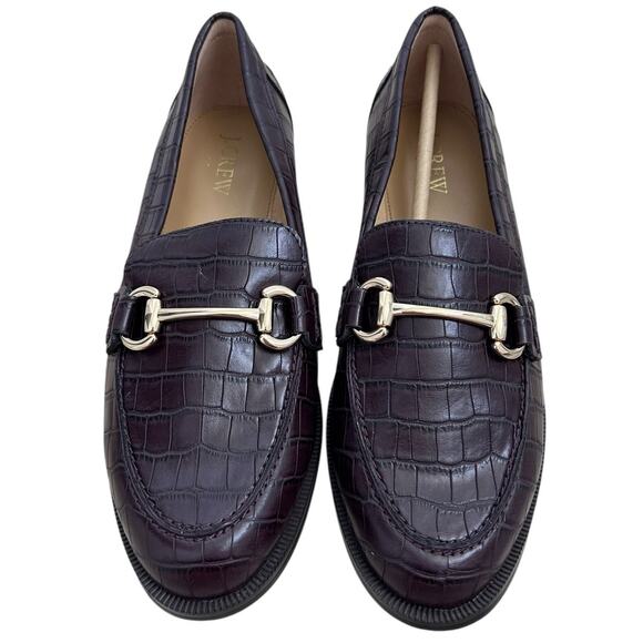 J. CREW Women's Classic Croc embossed Loafers Burgundy Brown -Size‎ 7.5 - Picture 1 of 5